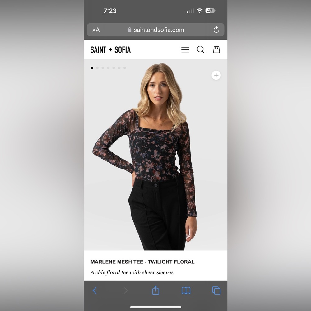 Saint + Sofia Women's Floral Mesh Top